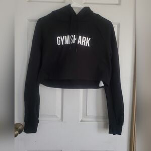 Gymshark Women's Black Cropped Hoodie, Size Small